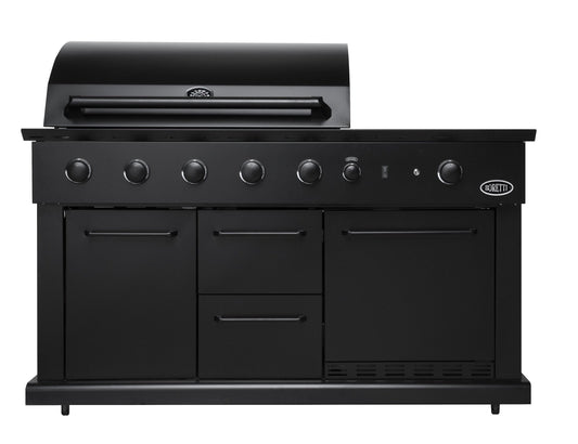 Boretti Luciano Black Outdoor Kitchen with Integrated Refrigerator